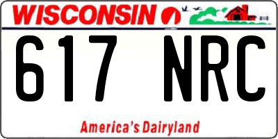 WI license plate 617NRC