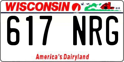 WI license plate 617NRG