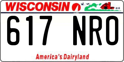 WI license plate 617NRO