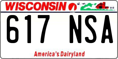 WI license plate 617NSA