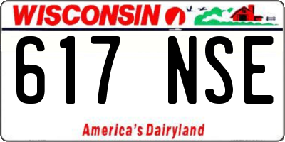 WI license plate 617NSE