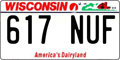WI license plate 617NUF
