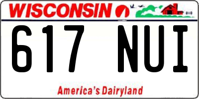 WI license plate 617NUI