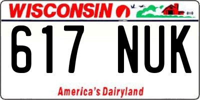 WI license plate 617NUK