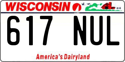 WI license plate 617NUL