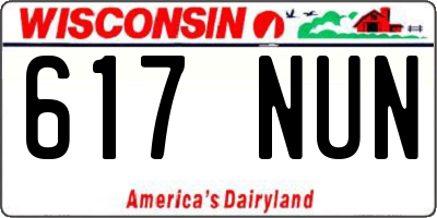 WI license plate 617NUN