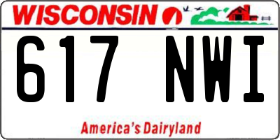 WI license plate 617NWI