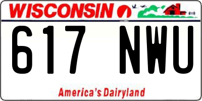 WI license plate 617NWU