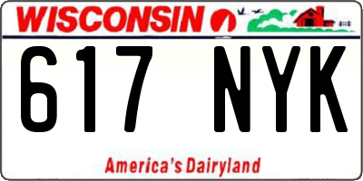 WI license plate 617NYK