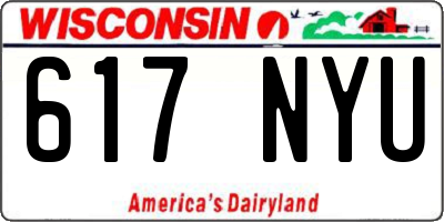 WI license plate 617NYU