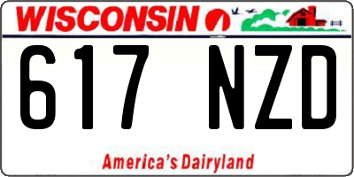 WI license plate 617NZD