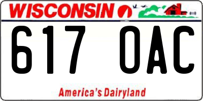WI license plate 617OAC