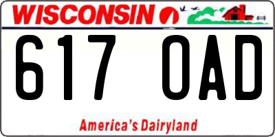 WI license plate 617OAD