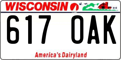 WI license plate 617OAK