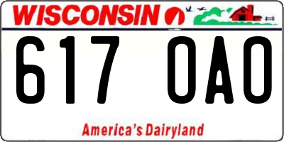 WI license plate 617OAO