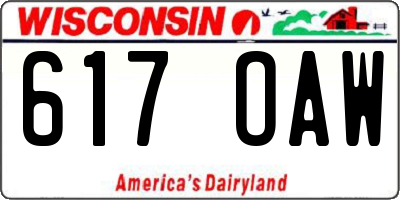 WI license plate 617OAW