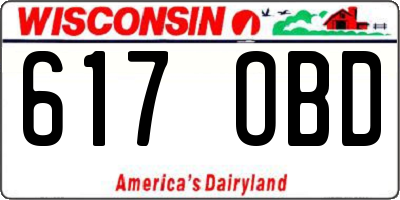 WI license plate 617OBD