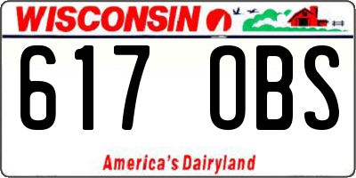 WI license plate 617OBS
