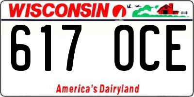 WI license plate 617OCE