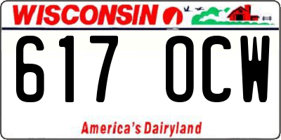 WI license plate 617OCW