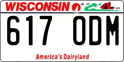 WI license plate 617ODM