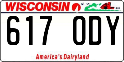 WI license plate 617ODY