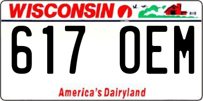 WI license plate 617OEM
