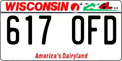 WI license plate 617OFD