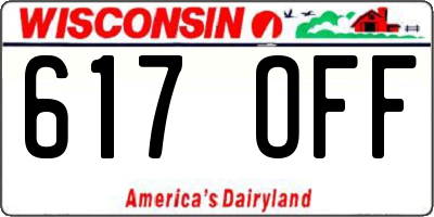 WI license plate 617OFF
