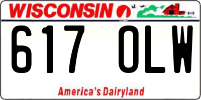 WI license plate 617OLW