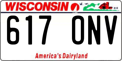 WI license plate 617ONV