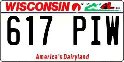 WI license plate 617PIW