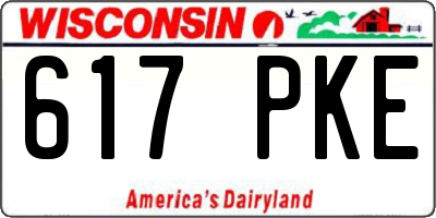 WI license plate 617PKE