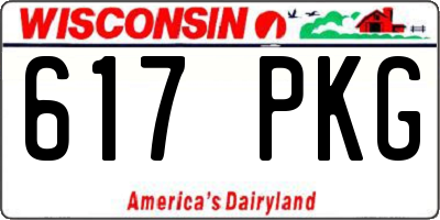 WI license plate 617PKG
