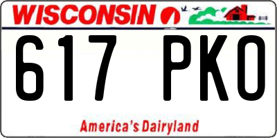 WI license plate 617PKO