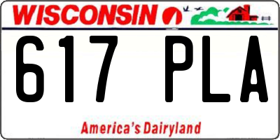 WI license plate 617PLA