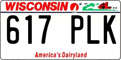 WI license plate 617PLK