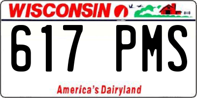 WI license plate 617PMS