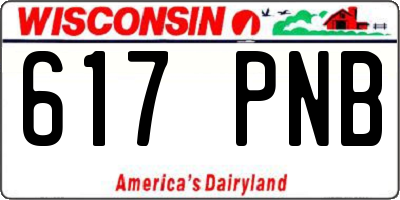 WI license plate 617PNB