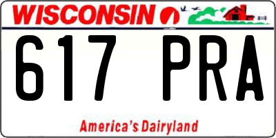 WI license plate 617PRA
