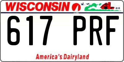 WI license plate 617PRF