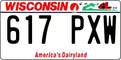 WI license plate 617PXW