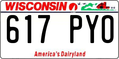 WI license plate 617PYO