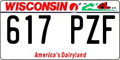 WI license plate 617PZF