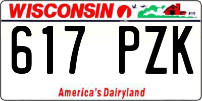 WI license plate 617PZK
