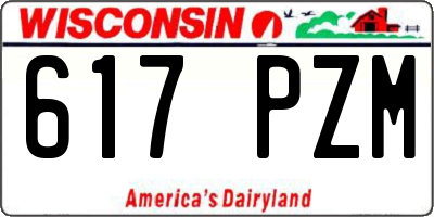 WI license plate 617PZM