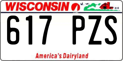 WI license plate 617PZS