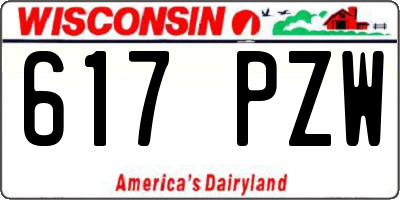 WI license plate 617PZW