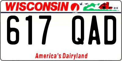 WI license plate 617QAD