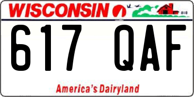WI license plate 617QAF